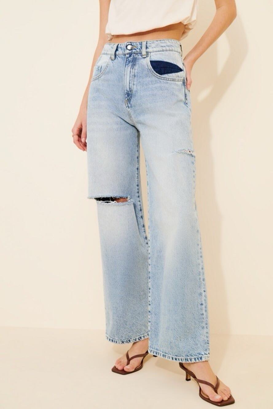 ICON Denim Poppy X Jeans Light Wash Distressed Wide Leg 30